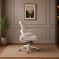 53.54" Executive Desk with Drawers & Charging Station with Ergonomic Mesh Office Chair Set White Walnut