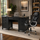 62" Executive Desk & Ergonomic Office Chair Set with Drawers, Cabinet Storage & Adjustable Swivel Chair Black