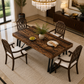 63 Inch Farmhouse Dining Table Set with 4 Upholstered Armchairs, Vintage Brown/Black