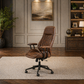 59" Farmhouse Executive Desk with Storage & Faux Suede Executive Office Chair Set Oak Brown
