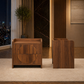 King Floating Bed Frame with LED Lights, Charging Headboard & 2 Fluted Walnut Nightstands
