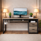 Gray 48Inch Ergonomic Office Desk PremiumStorage Chair