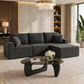 Modern Black L-Shaped Cloud Sectional Sofa with Glass Coffee Table Living Room Set-0