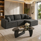 Modern Black L-Shaped Cloud Sectional Sofa with Glass Coffee Table Living Room Set-2