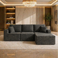 Modern Black L-Shaped Cloud Sectional Sofa with Glass Coffee Table Living Room Set-3