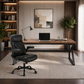 70.8" Double Workstation Desk & Ergonomic Executive Office Chair Set, Rustic Oak