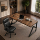 70.8" Double Workstation Desk & Ergonomic Executive Office Chair Set, Rustic Oak