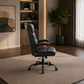 70.8" Double Workstation Desk & Ergonomic Executive Office Chair Set, Rustic Oak