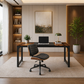 63" Modern Computer Desk & Armless Swivel Office Chair Set, Vintage Black/Walnut Accent
