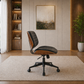 63" Modern Computer Desk & Armless Swivel Office Chair Set, Vintage Black/Walnut Accent