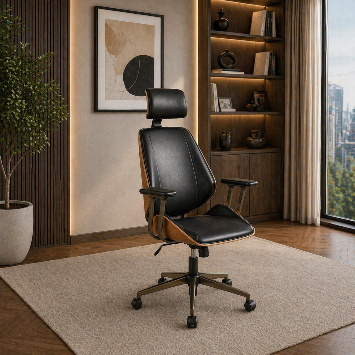ShipItFurniture 59" Executive Office Desk & Ergonomic Chair Set with Lockable Drawers Black