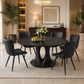 59" Extendable Round Dining Table Set with 6 PU Leather Chairs, Black Dining Room Bundle-2