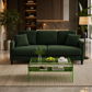 83" Green Teddy Loveseat Sofa with Acrylic Coffee Table Set (2-Piece Living Room Bundle)-0