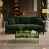 83" Green Teddy Loveseat Sofa with Acrylic Coffee Table Set (2-Piece Living Room Bundle)-0