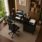 Tribesigns Reversible 5-Drawer Computer Desk & Marsail Mesh Office Chair Set Black