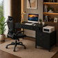 Tribesigns Reversible 5-Drawer Computer Desk & Marsail Mesh Office Chair Set Black
