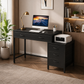 Tribesigns Reversible 5-Drawer Computer Desk & Marsail Mesh Office Chair Set Black
