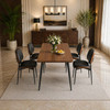 55.1" Modern Farmhouse Dining Table with 4 Upholstered Walnut Back Chairs, 5-Piece Set