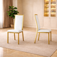 63" Faux Marble Dining Table Set with 4 White Chairs, Gold Metal Base Dining Room Set-3