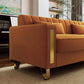 2 Piece Orange Velvet Loveseat Couch Set With Gold Metal Legs 86 Inch Living Room Sofa With 4 Pillows-3