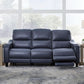 Cerulean Leather Wall Hugger Power Reclining Sofa