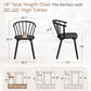 Black Farmhouse Wood Dining Chairs Semicircular Backrest