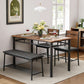 Industrial Dining Room Table Set For Four Rustic Brown