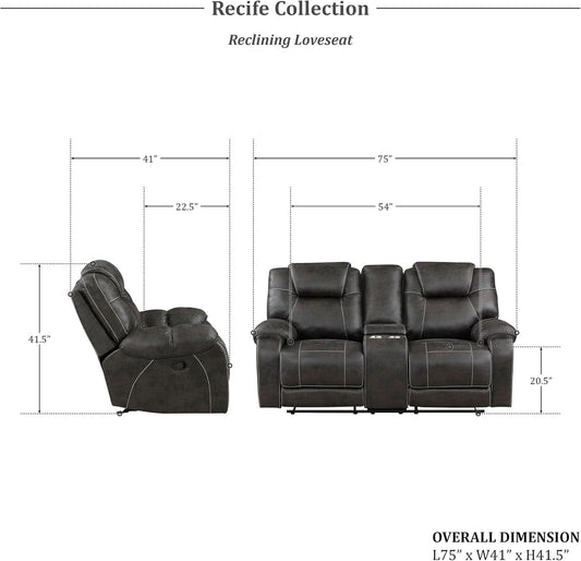 Recife 2-Piece Reclining Living Room Sofa Set Chocolate