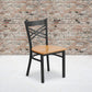 Two Pack Hercules Series Black X Back Metal Dining Chairs With Natural Wood Seats