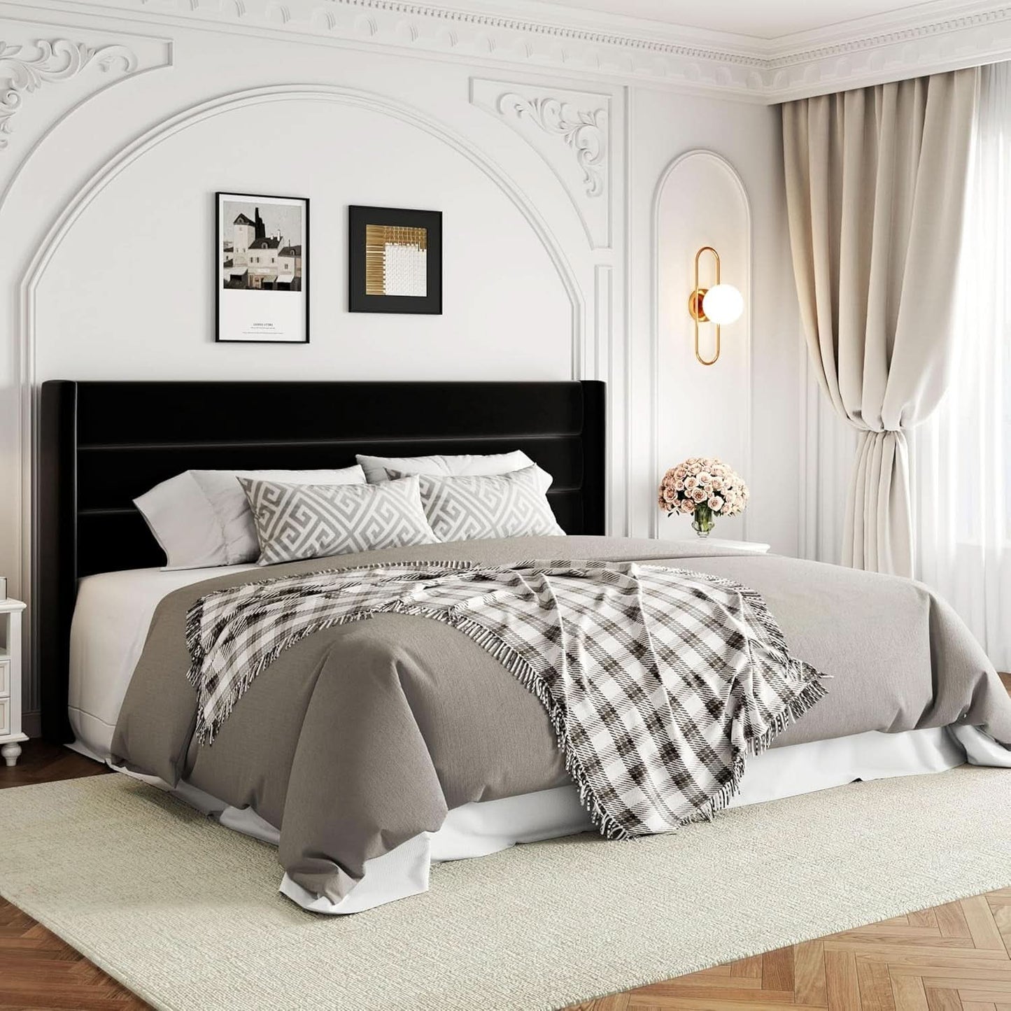 King Size Black Velvet Storage Bed With Hydraulic Lift