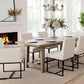 Cream Linen Upholstered Dining Chairs Midcentury Modern-4