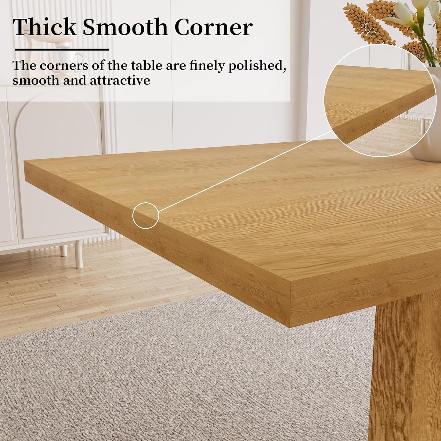 Contemporary Oak Rectangular Dining Table 46 Inches