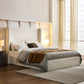 Queen Size Upholstered Wingback Bed Ivory Chenille-2