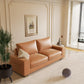 Faux Leather Loveseat Sofa 71Inch Brown Solid Wooden Frame