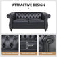 3 Piece Living Room Set Sectional Chesterfield Sofa Chair Artificial Leather Black-3