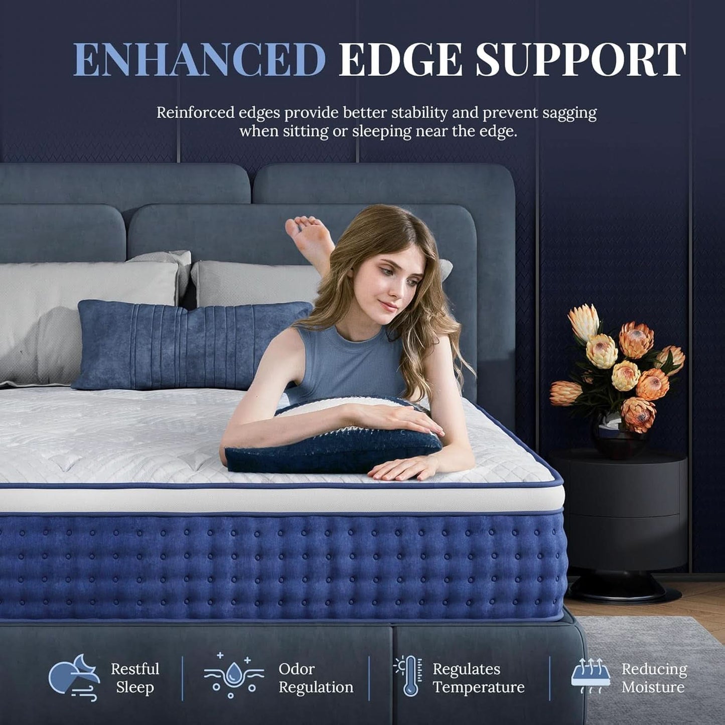 Blue Queen Hybrid Memory Foam Mattress Box CertipurUS-3