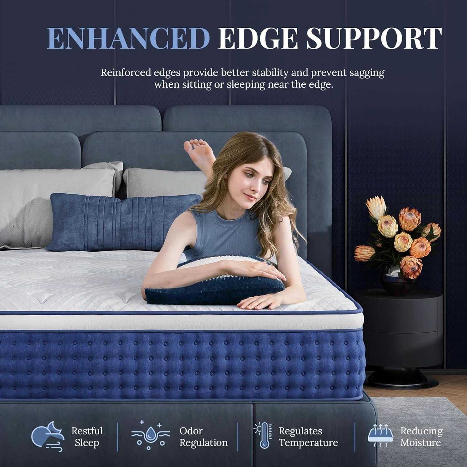 Blue Queen Hybrid Memory Foam Mattress Box CertipurUS-3
