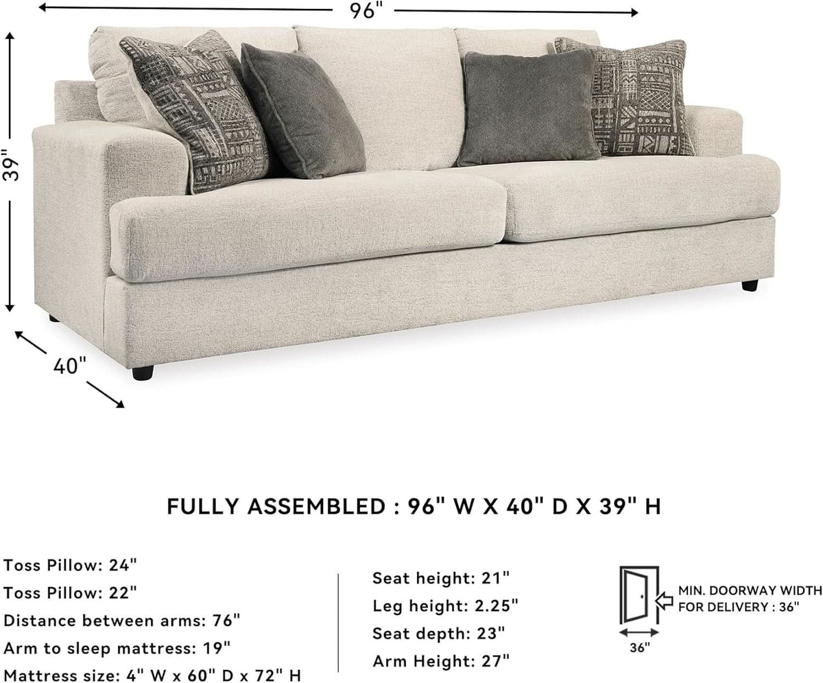Soletren Premium Chenille Queen Sofa Sleeper White-2