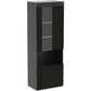 Two Piece 71 Inch Tall Bookcase Storage Cabinet With Glass Doors Set Of Two For Living Room And Office-4