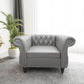 Grey Chesterfield Leather Living Room Set With Scroll Arms