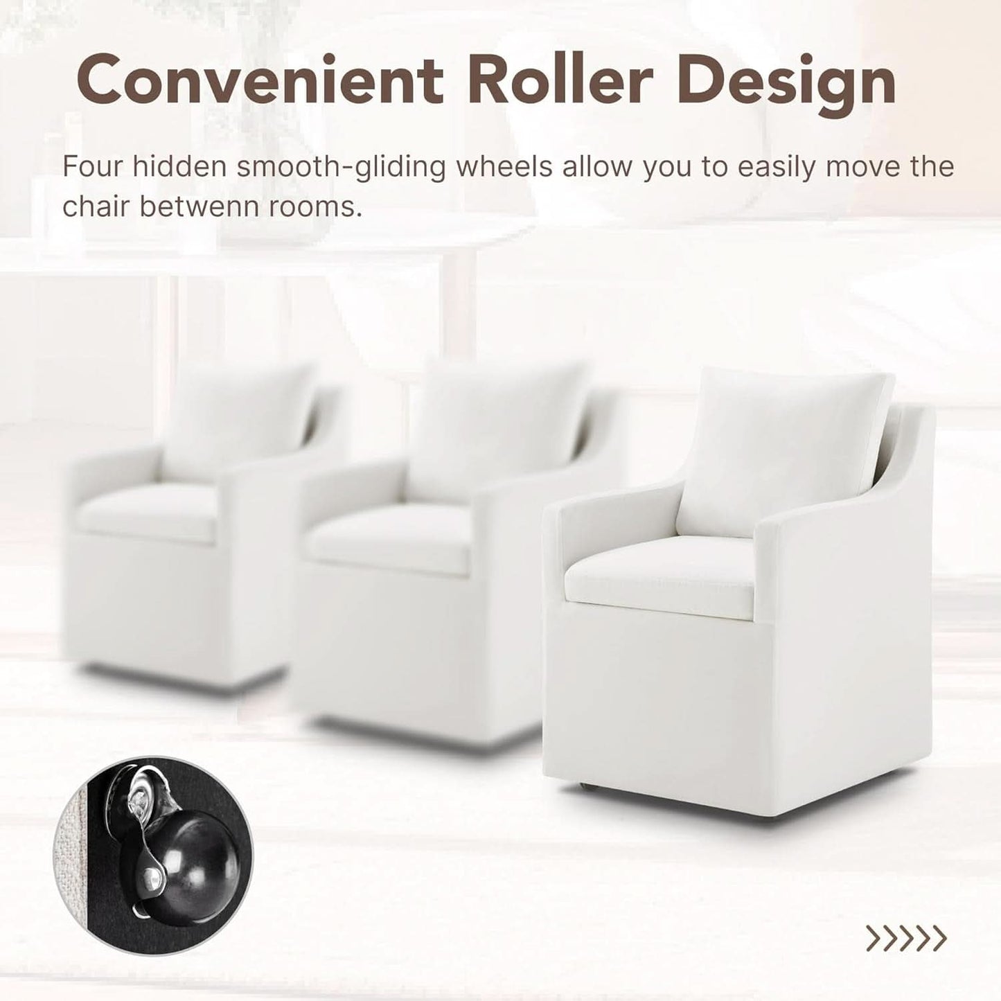 White Upholstered Dining Chairs With Casters Storage