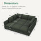 Emerald Green Modular Sleeper Sofa With Hidden Storage Compartment