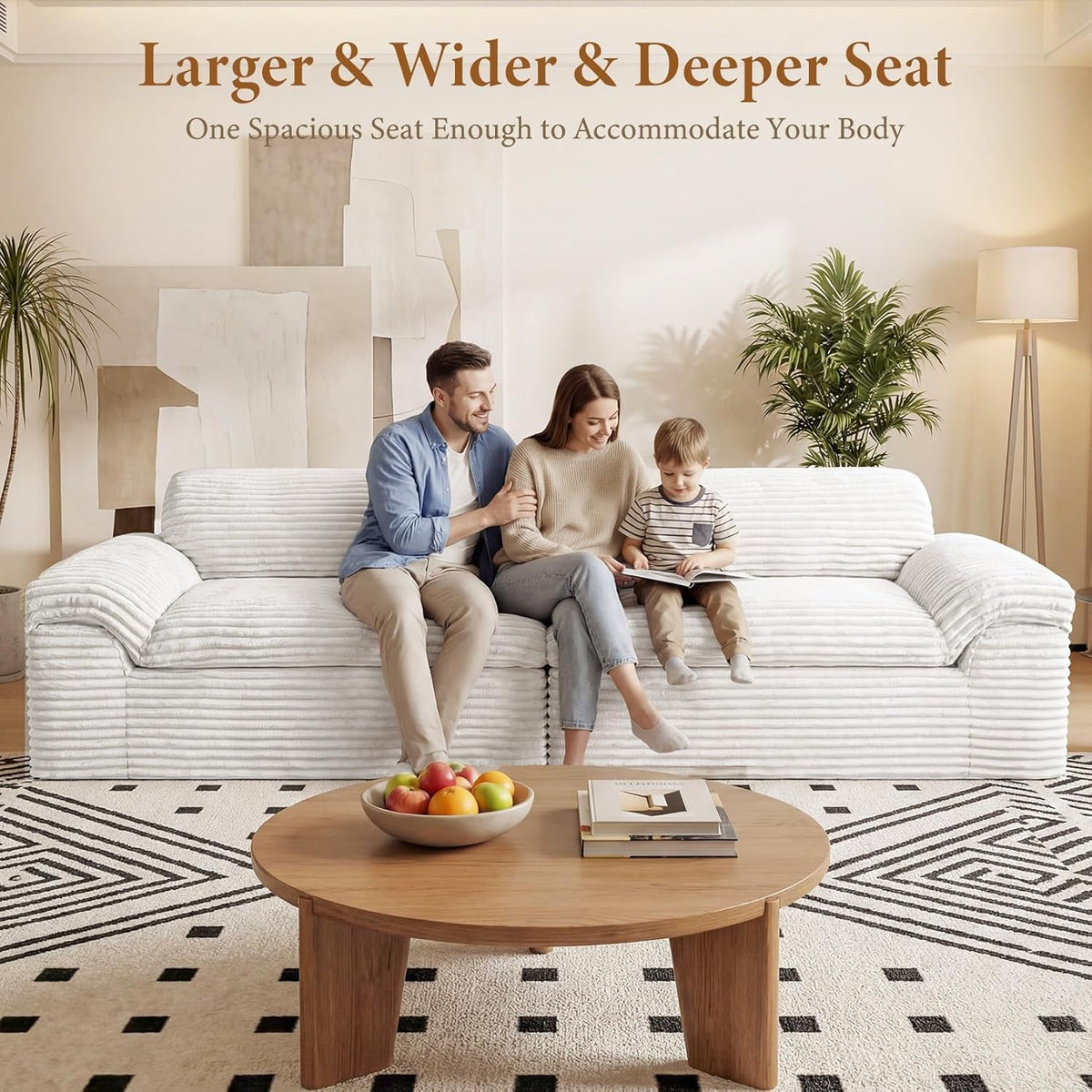 Beige Oversized Sofa For Living Room Interior Decor-2