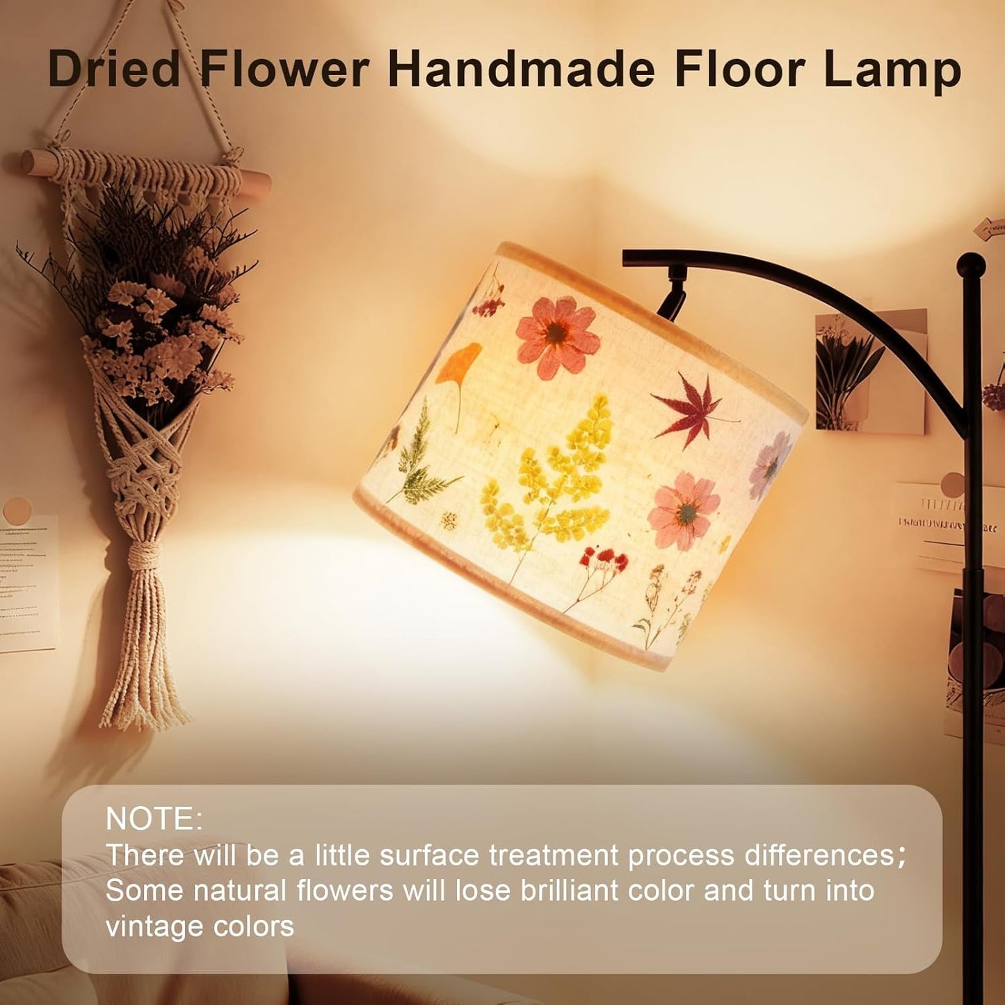 61Inch Premium Dried Flower Floor Lamp Illuminates