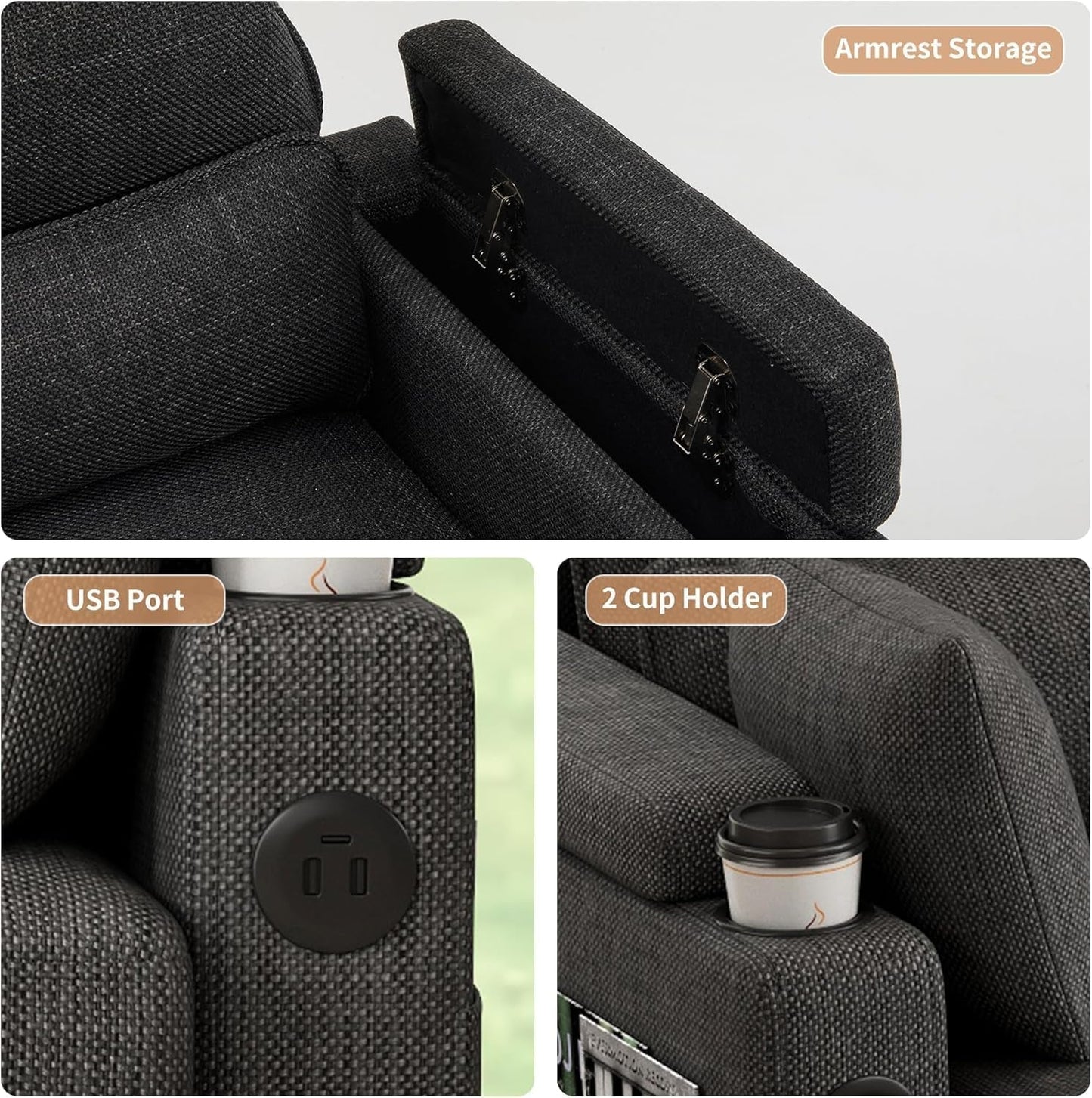 Black L Shaped Sleeper Sofa With Integrated Storage