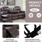 Manual Leather Recliner Sofa Set Brown For Living Room