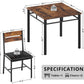 Space Saving Dining Table Set For Two Rustic Brown Finish