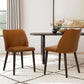 Upholstered Dining Chairs Set Of Four Brown PU Leather