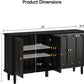 63 Inch Smoky Black Buffet Cabinet Adjustable Shelves