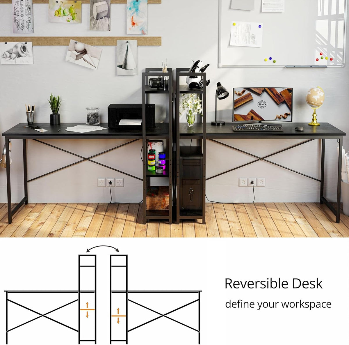 FiftyFiveInch Computer Desk With USB Outlet MatteBlack